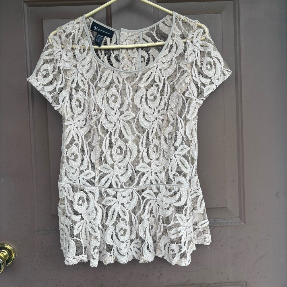 NWT INC International Concepts Lace Blouse - Cream